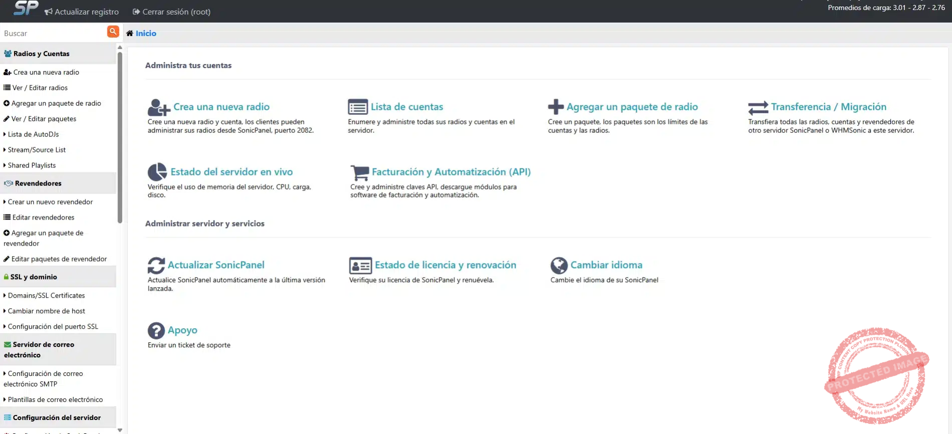 sonicpanel panel de radio